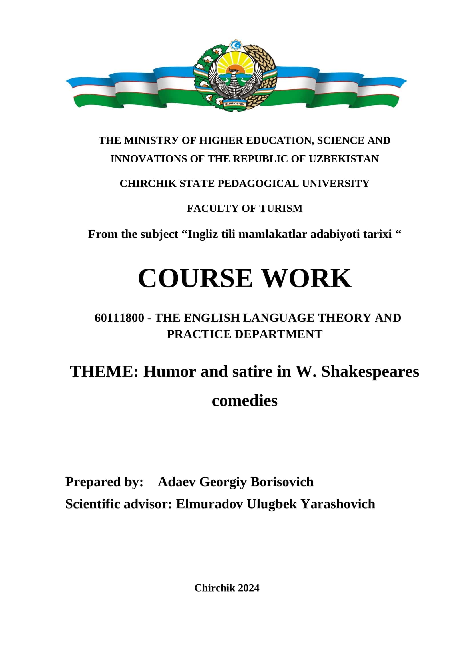 Humor and satire in W. Shakespeares comedies