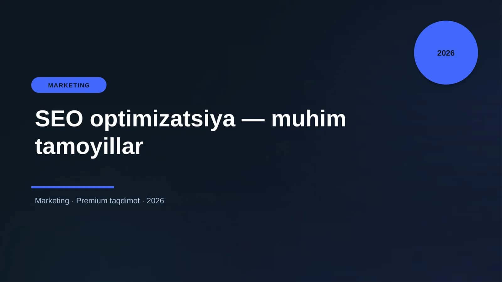 SEO optimizatsiya — muhim tamoyillar