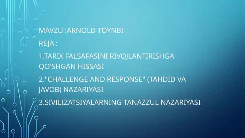 Arnold Toynbining falsafaga qoʻshgan hissasi