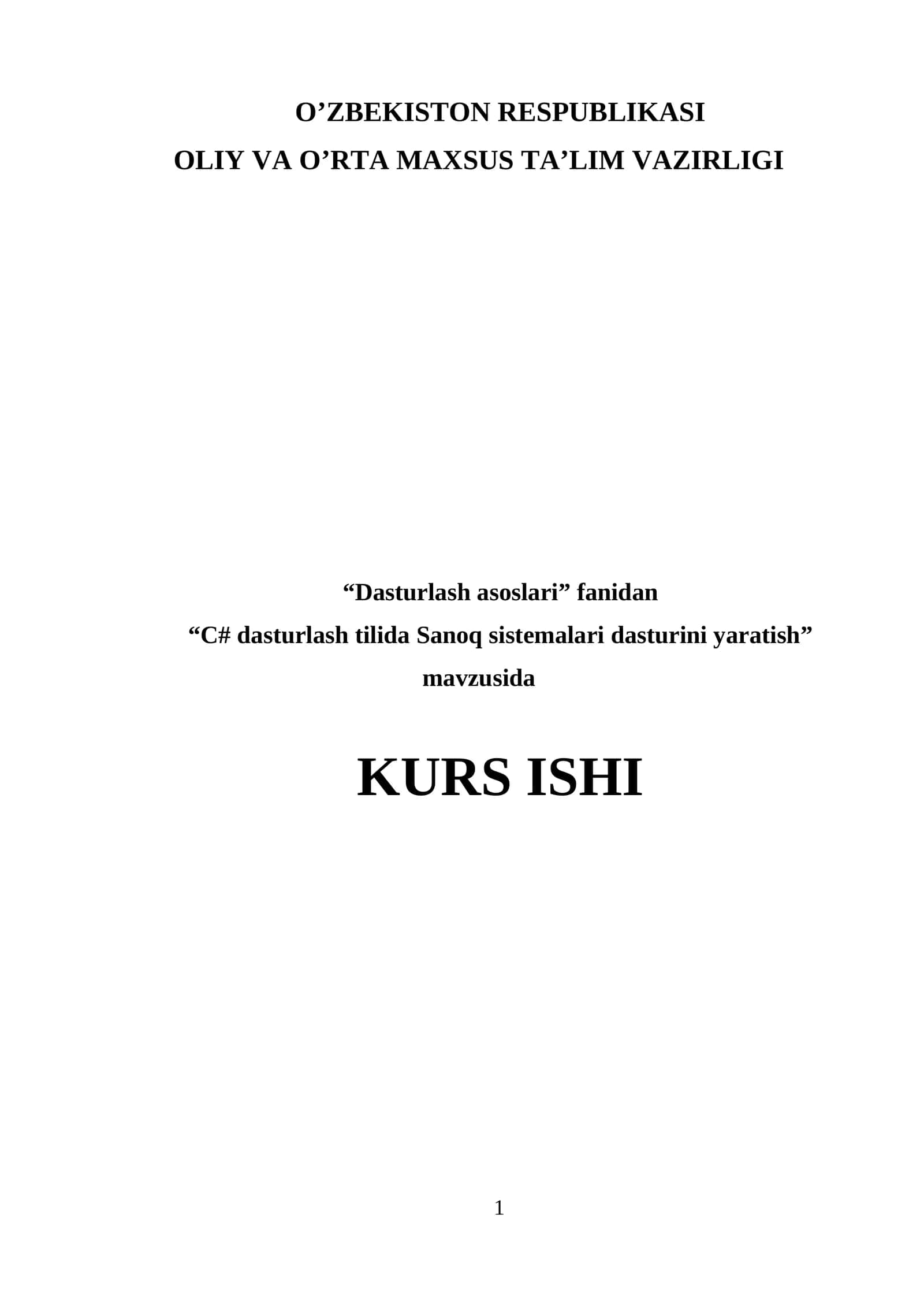 C# dasturlash tilida Sanoq sistemalari dasturini yaratish