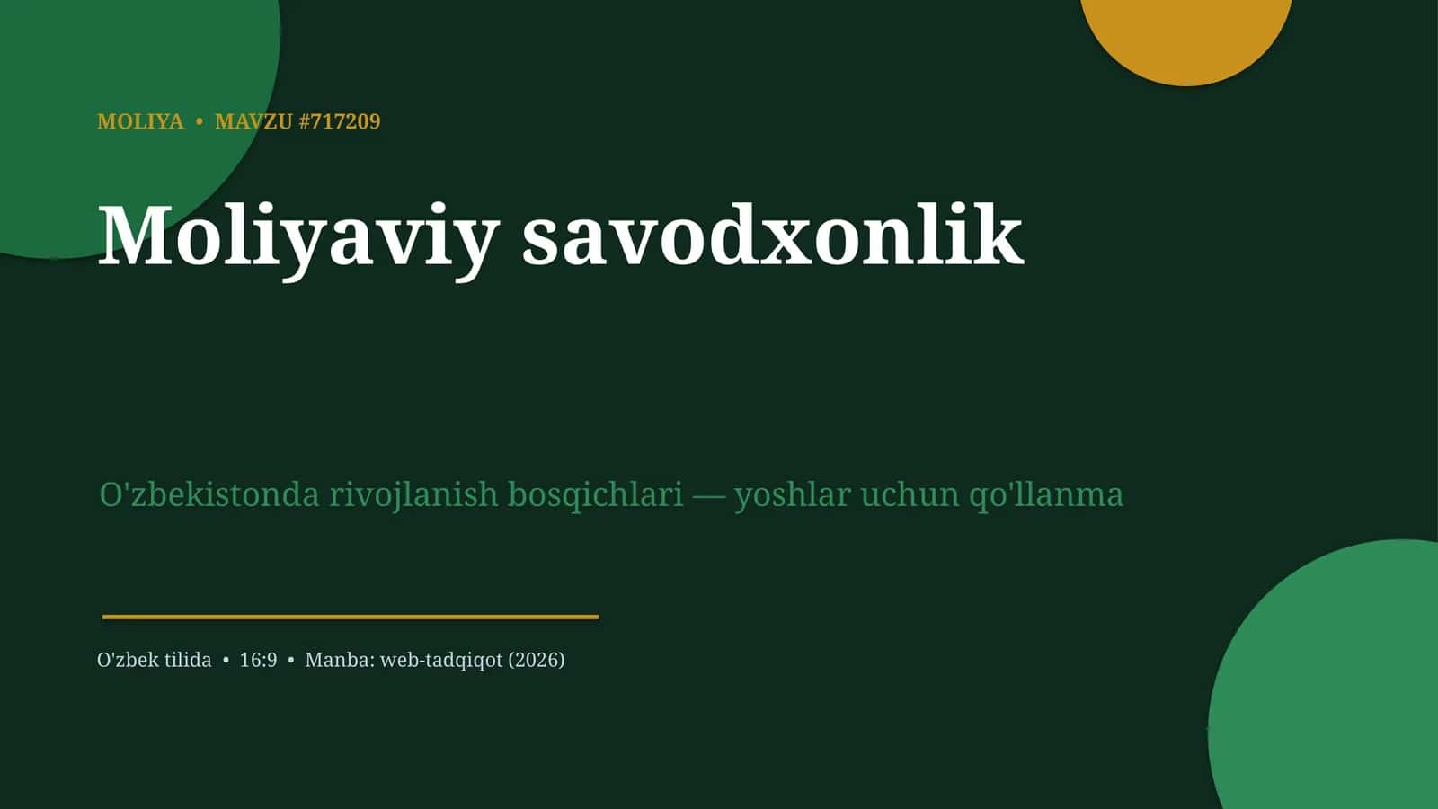 Moliyaviy savodxonlik
