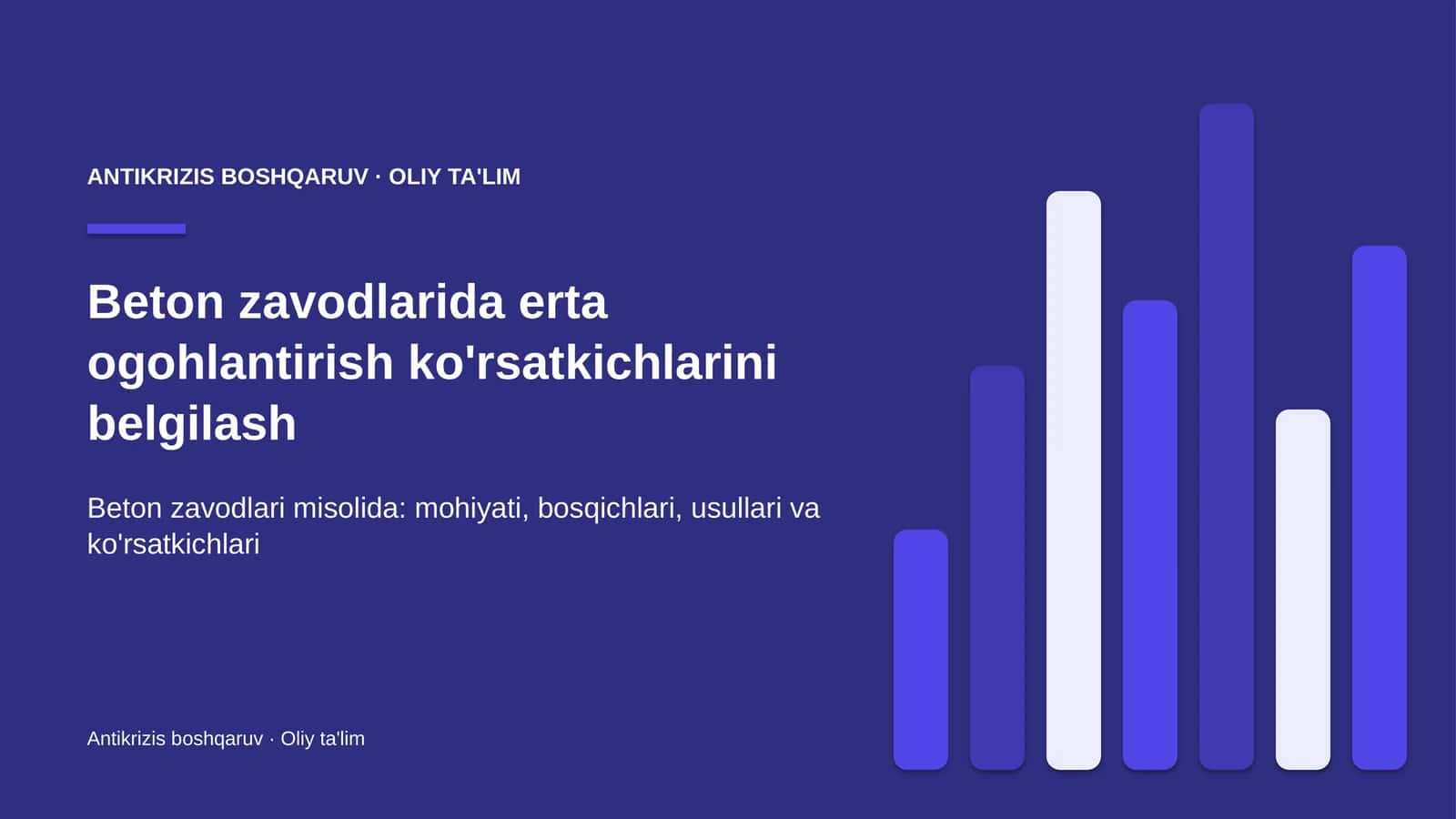 Beton zavodlarida erta ogohlantirish ko'rsatkichlarini belgilash