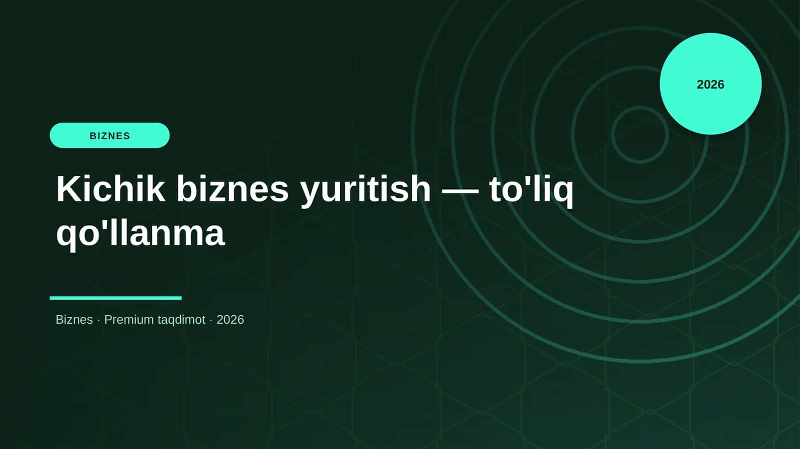 Kichik biznes yuritish — to'liq qo'llanma