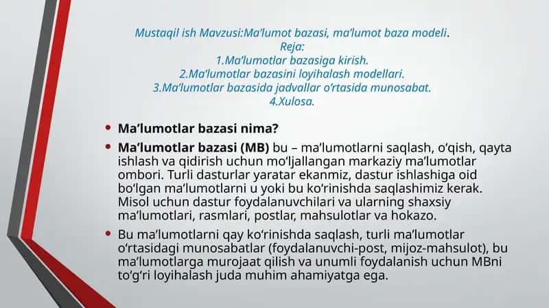 Ma’lumotlar bazasi