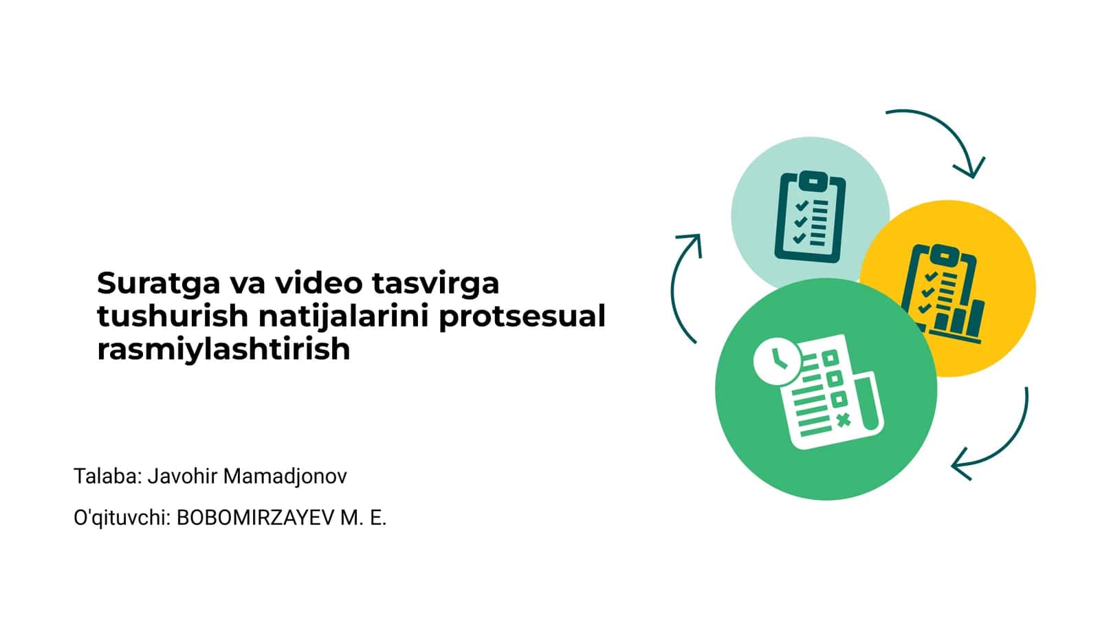Suratga va video tasvirga tushurish natijalarini protsesual rasmiylashtirish