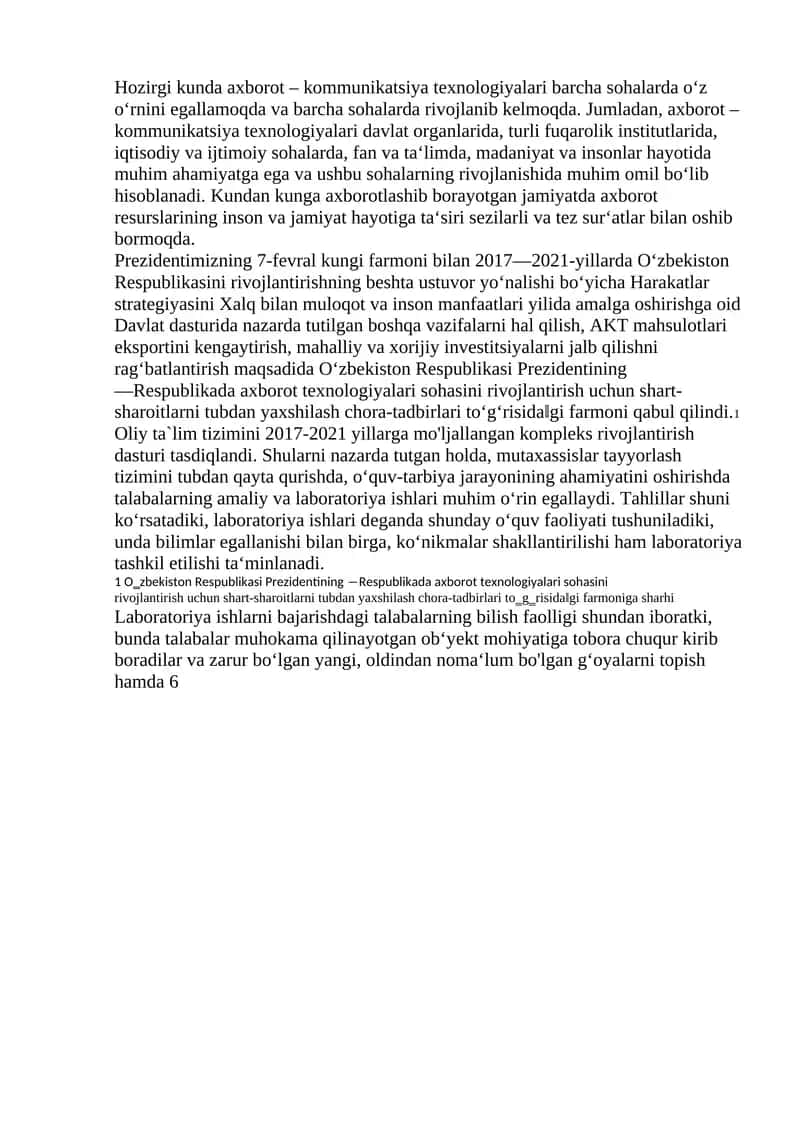 Axborot - kommunikatsiya texnologiyalari