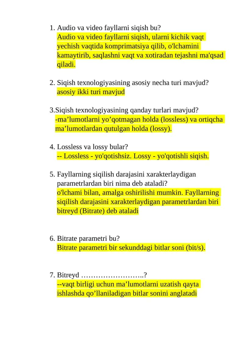 Siqish texnologiyasi haqida