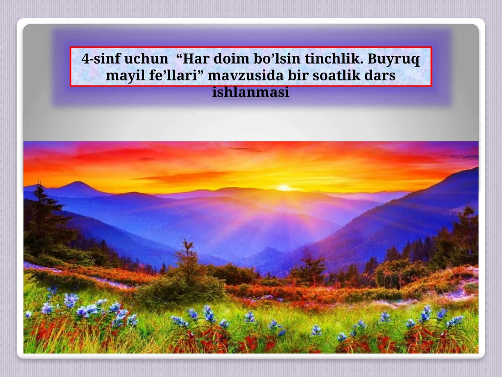 4-sinf O'zbek tili dars ishlanma. Buyruq mayli fe'llari
