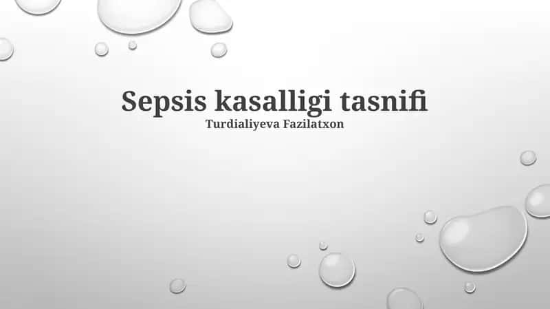 Sepsis kasalligi tasnifi