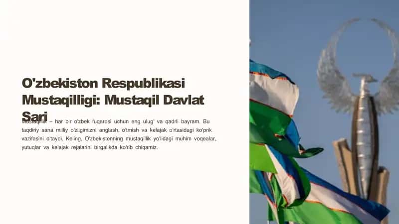 O'zbekiston Respublikasi Mustaqilligi: Mustaqil Davlat Sari
