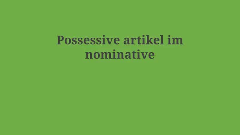 Possessive artikel im nominative