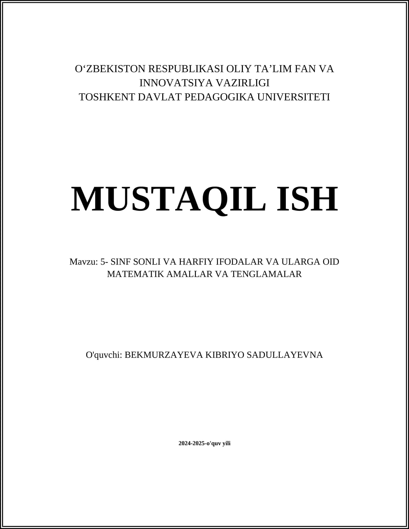 Algebraik ifodalar