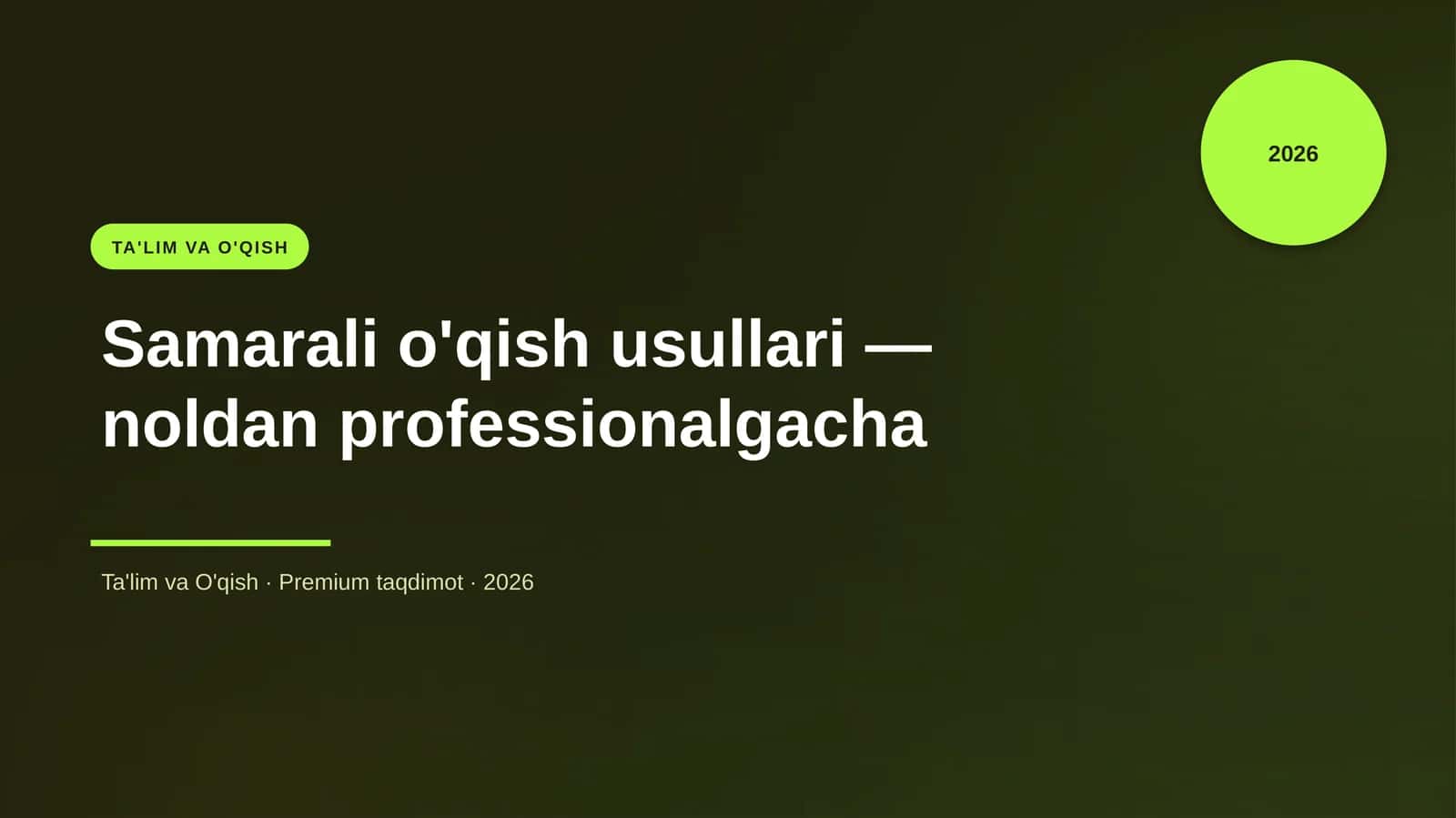 Samarali o'qish usullari — noldan professionalgacha