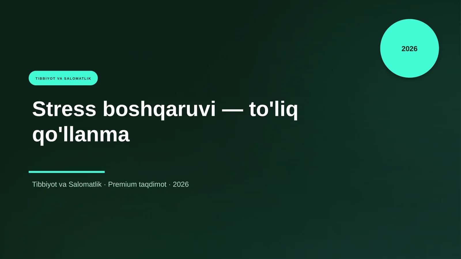 Stress boshqaruvi — to'liq qo'llanma