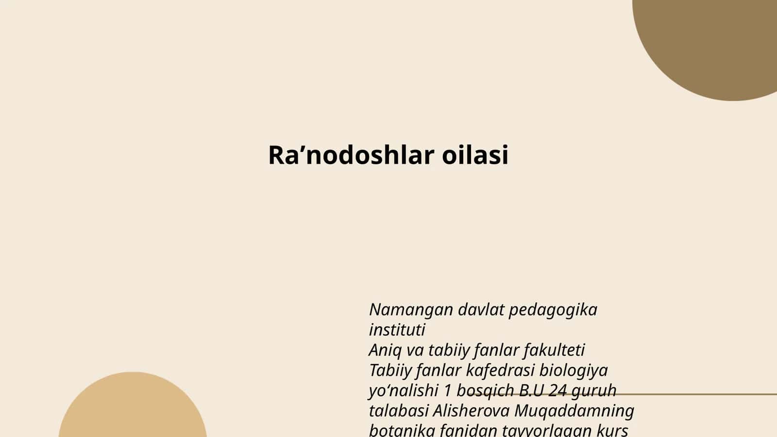 Botanika fanidan TAYYORLAGAN kurs ishi