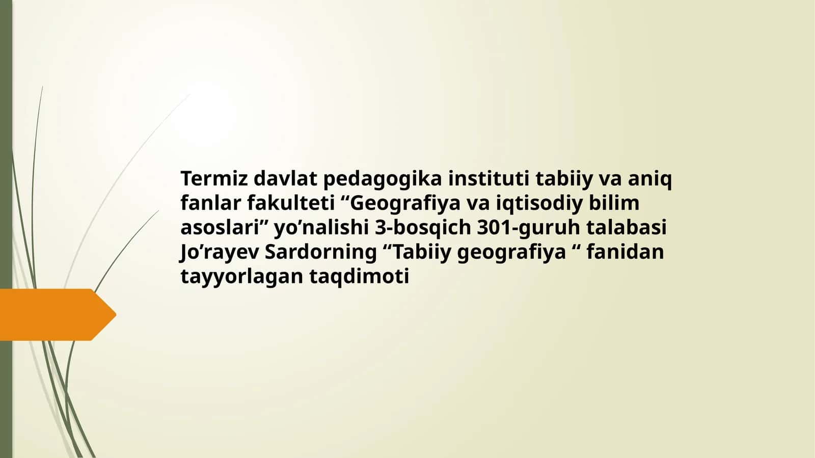 Tabiiy geografiya fanidan ta'lim