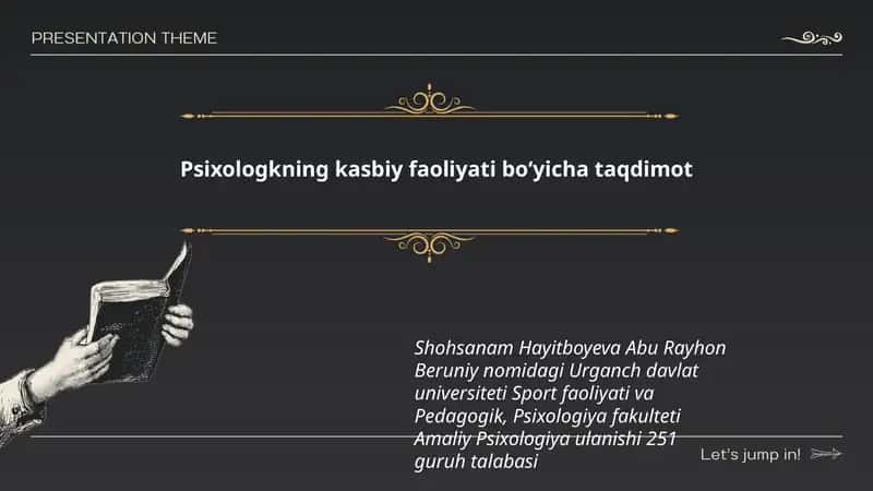 Psixologkning kasbiy faoliyati boʻyicha taqdimot