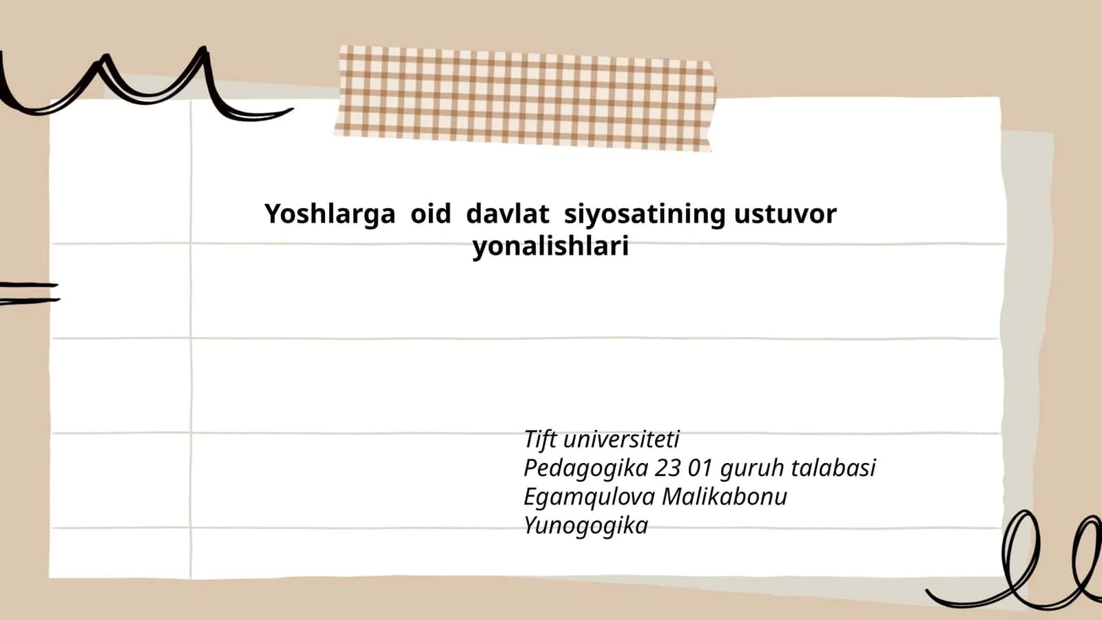 Yoshlarga oid davlat siyosatining ustuvor yonalishlari
