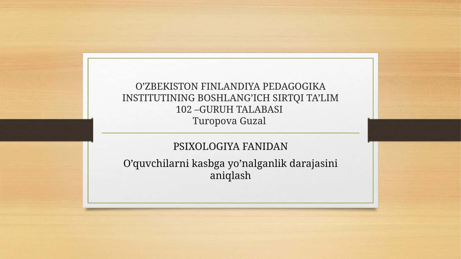 O’zbekiston Finladiya Pedagogika Institutining Boshlang’ich Sirtqi Ta’lim