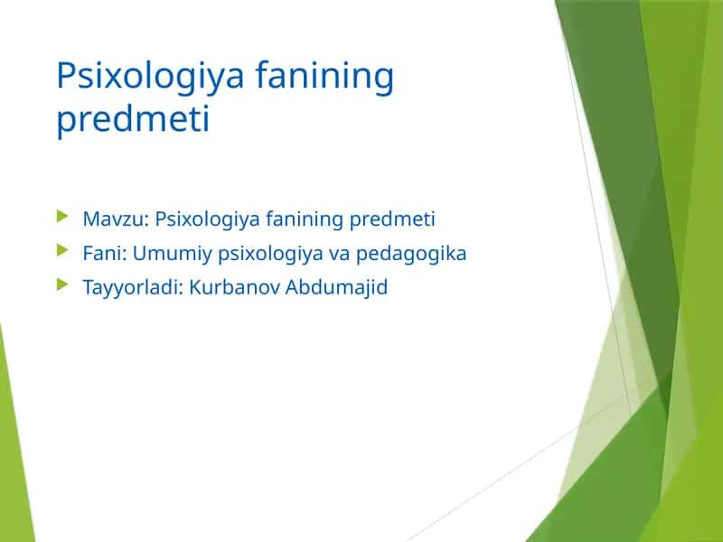 Psixologiya fanining predmeti