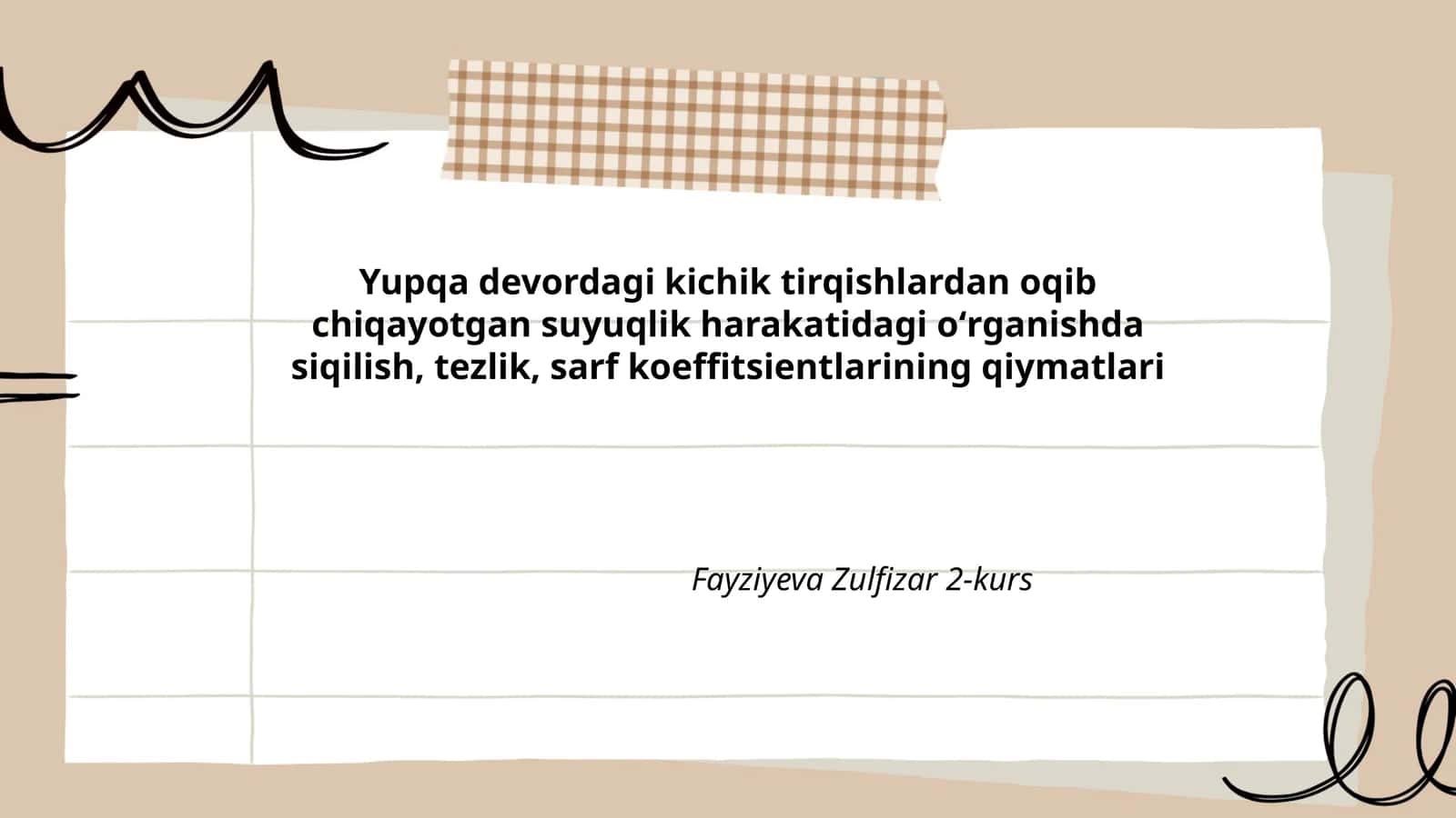 Yupqa devordagi kichik tirqishlardan oqib chiqayotgan suyuqlik harakatidagi oʻrganishda siqilish, tezlik, sarf koeffitsientlarining qiymatlari
