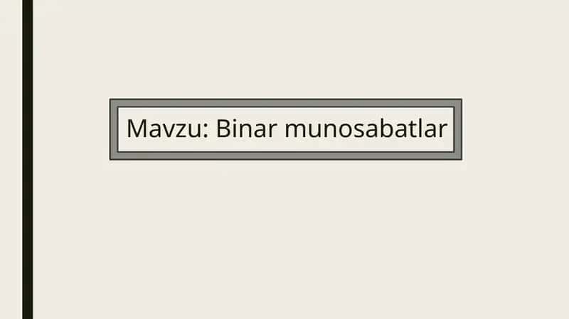Binar munosabatlar