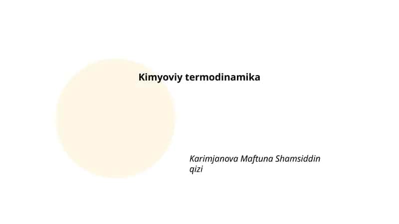 Kimyoviy termodinamika