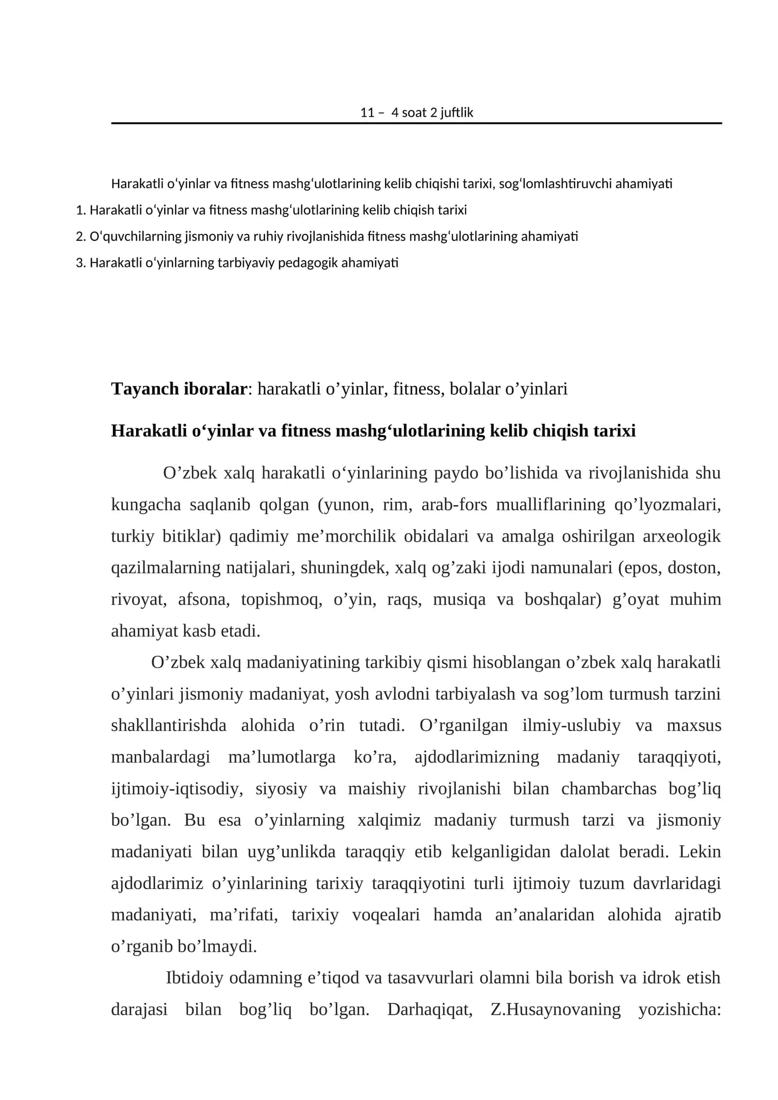 Harakatli o‘yinlar va fitness mashg‘ulotlarining kelib chiqishi tarixi