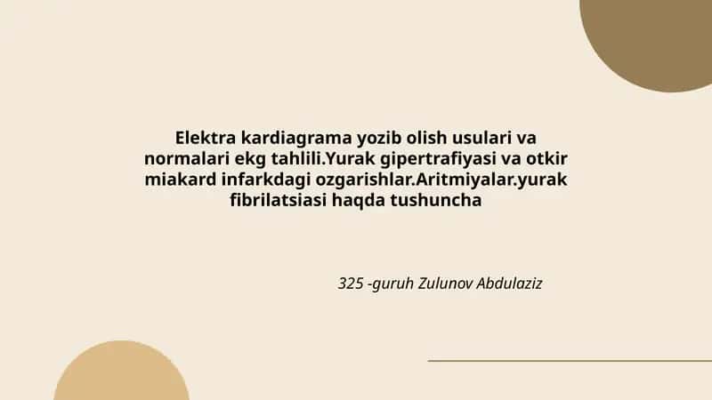 Elektra kardiagrama yozib olish usulari va normalari