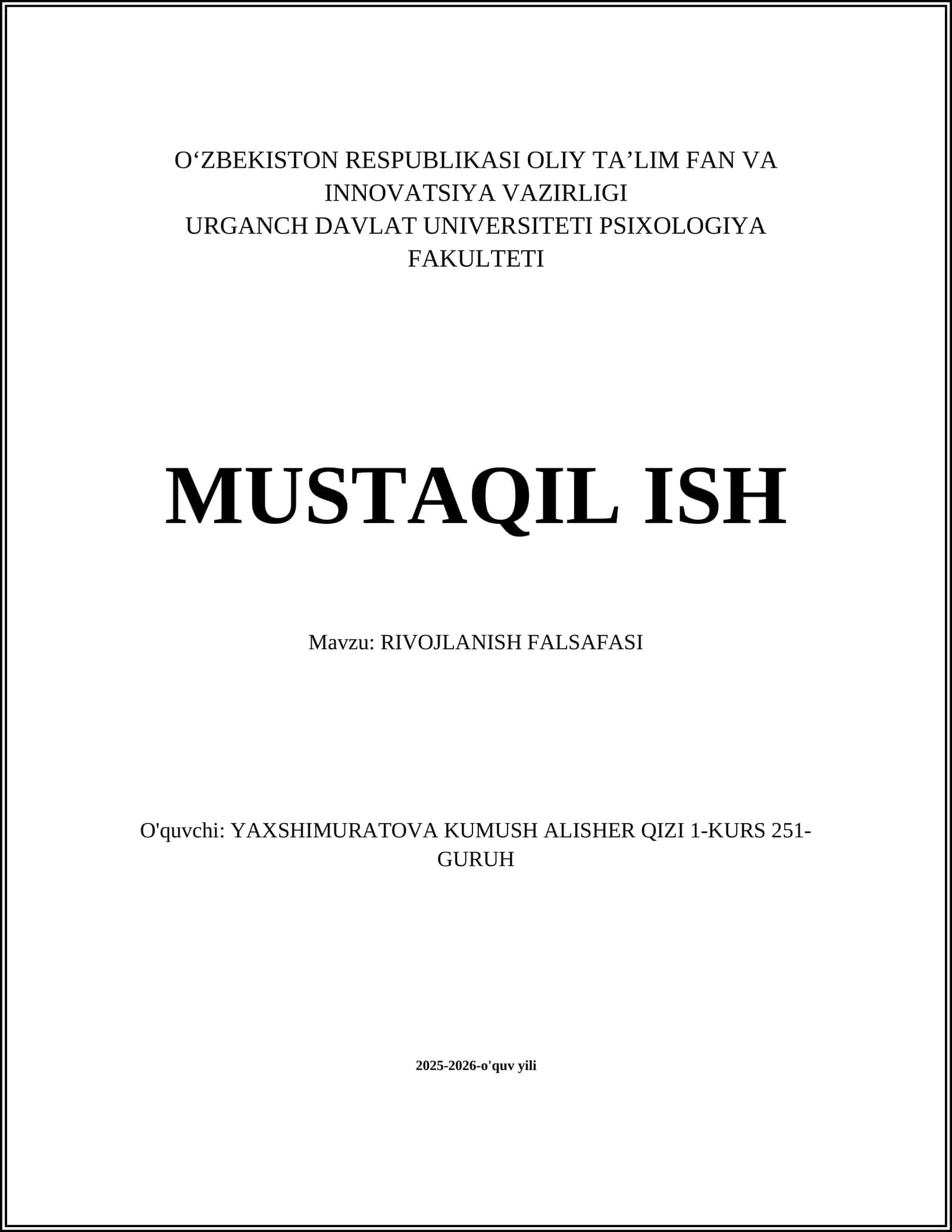 Rivojlanish Falsafasi