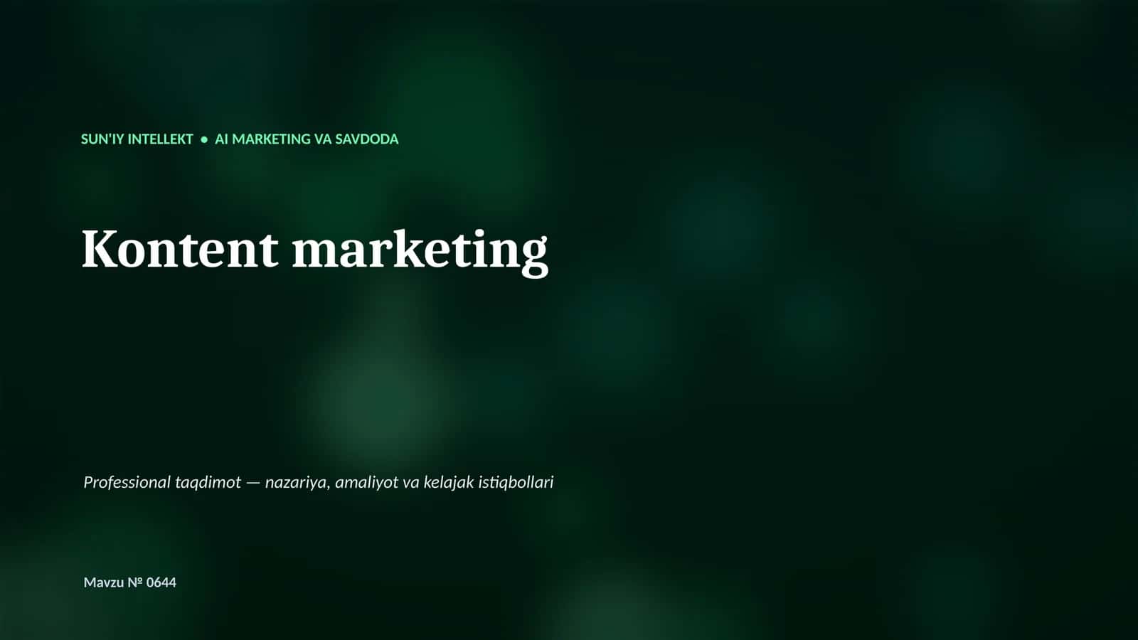 SUN'IY INTELLEKT • AI MARKETING VA SAVDODA