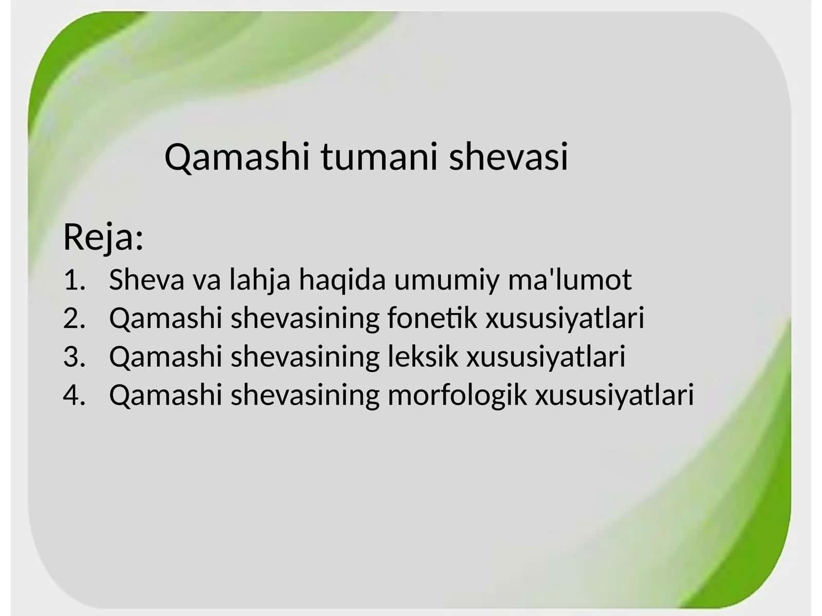 Qamashi tumani shevasi