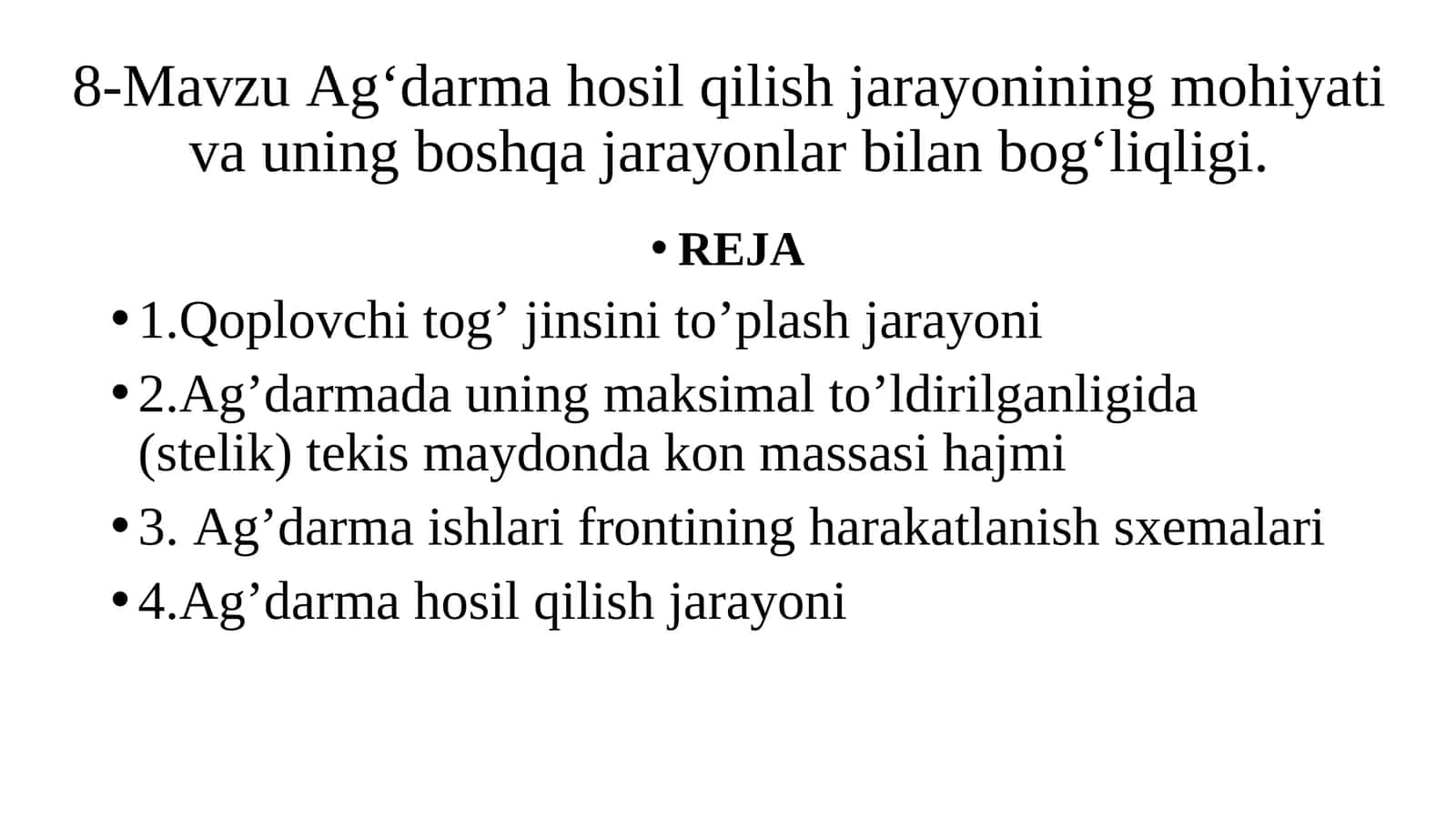 Ag‘darma hosil qilish jarayoni