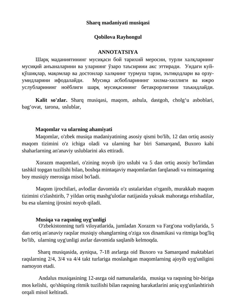 Sharq madaniyati musiqasi