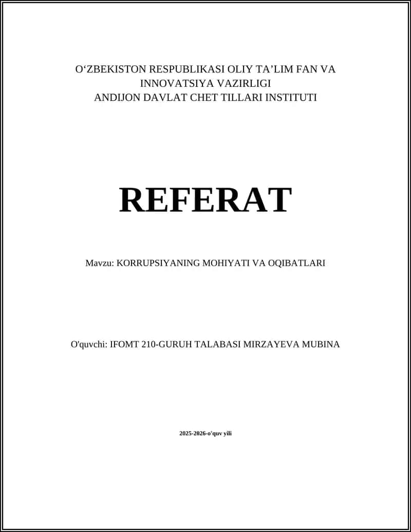 Korrupsiyaning Mohiyati va Oqibatlari
