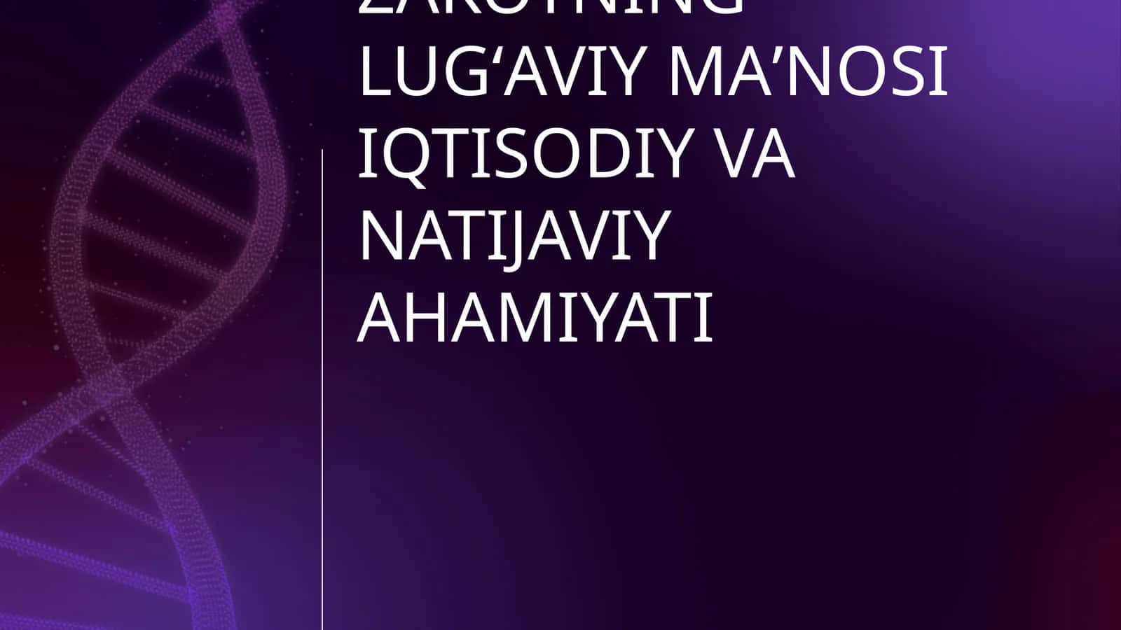 ZAKOT TUSHUNCHASI ZAKOTNING LUGʻAVIY MAʼNOSI IQTISODIY VA NATIJAVIY AHAMIYATI