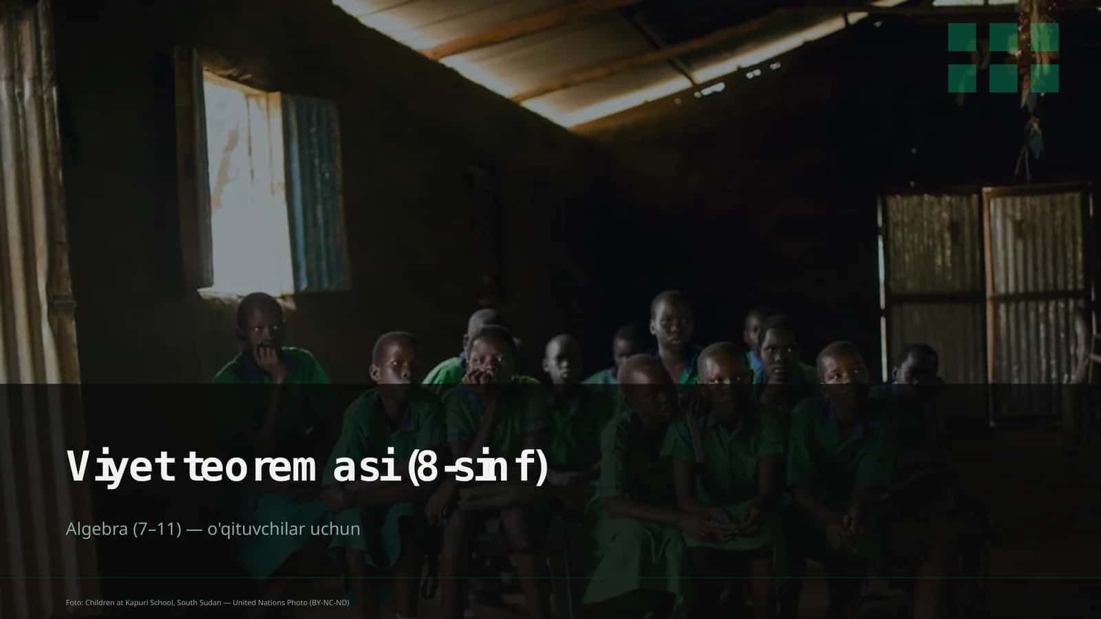 Viyet teoremasi (8-sinf)