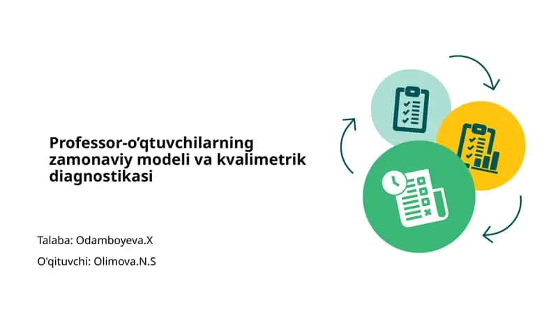 Professor-o’qtuvchilarning zamonaviy modeli va kvalimetrik diagnostikasi