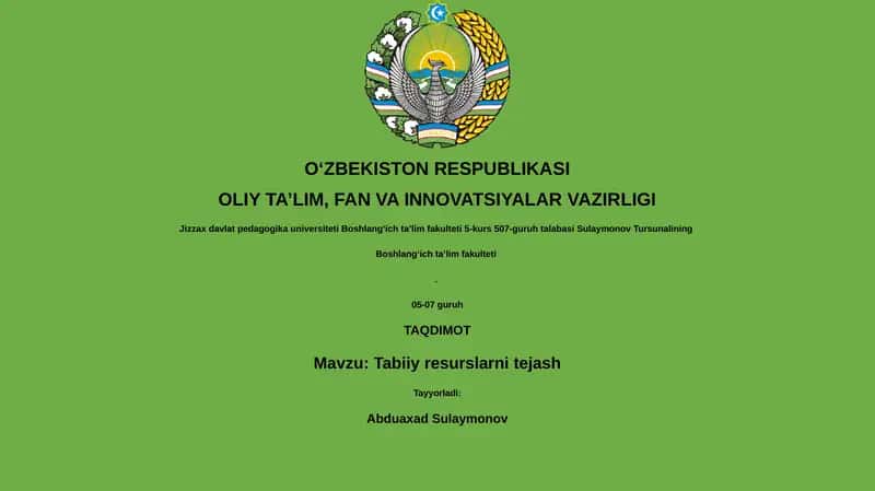 Tabiiy resurslarni tejash