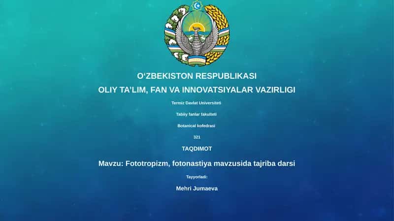 Fototropizm, fotonastiya mavzusida tajriba darsi