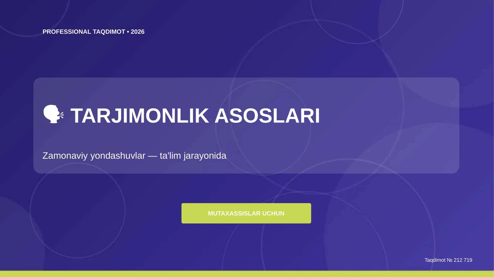 TARJIMONLIK ASOSLARI
