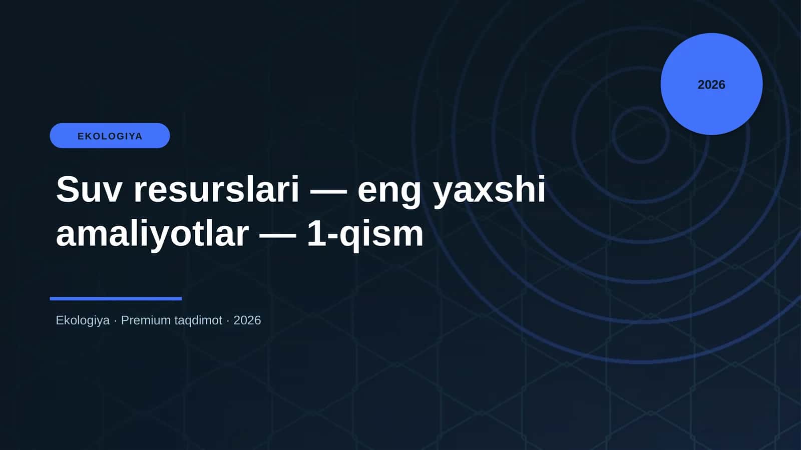 Suv resurslari — eng yaxshi amaliyotlar — 1-qism