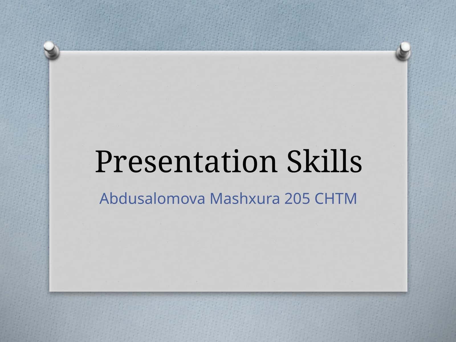 Presentation Skills