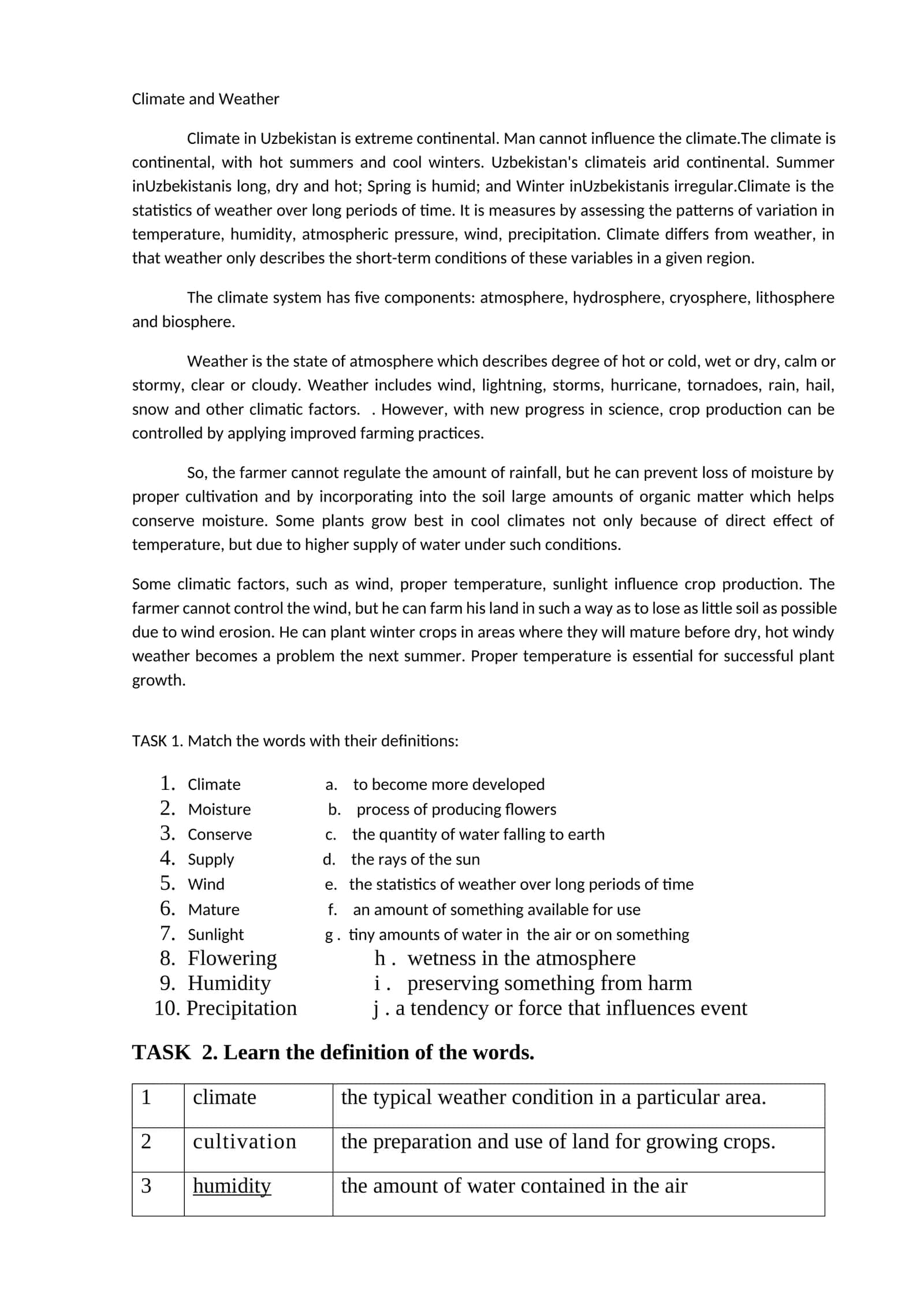 Climate and Weather