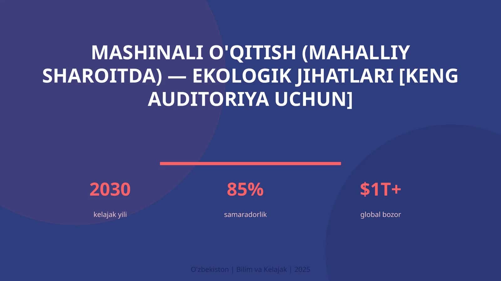Mashinali o'qitish (mahalliy sharoitda) — ekologik jihatlari [keng auditoriya uchun]