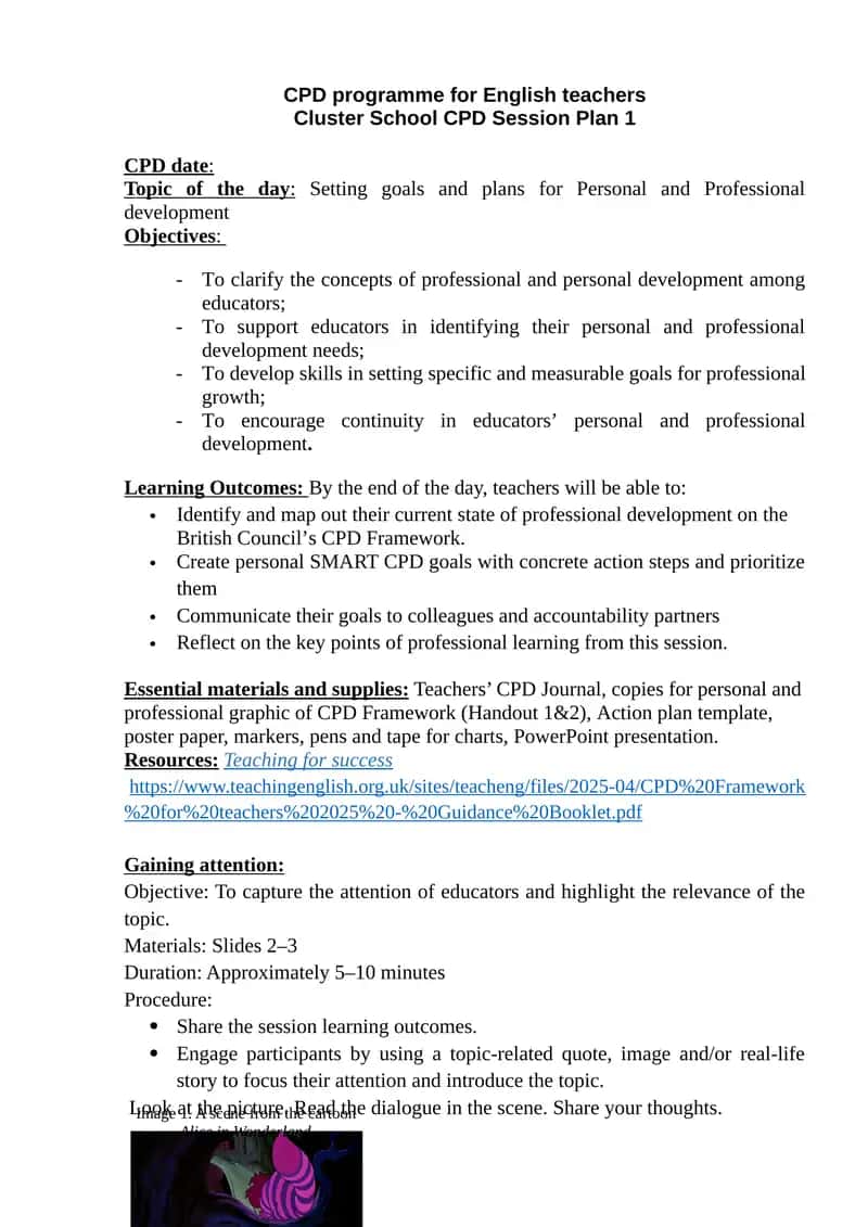 Cluster School CPD Session Plan 1