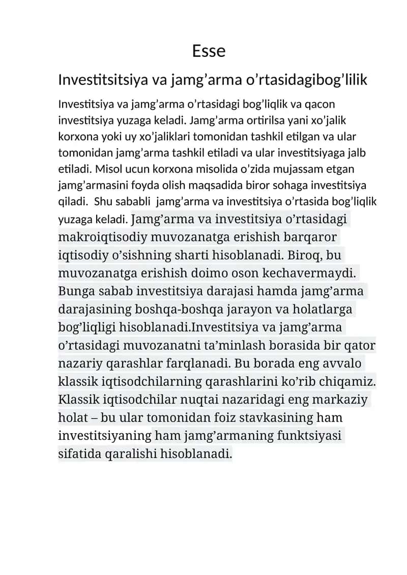 jamgʻarma va investitsiyalar haqida maʼlumot 1