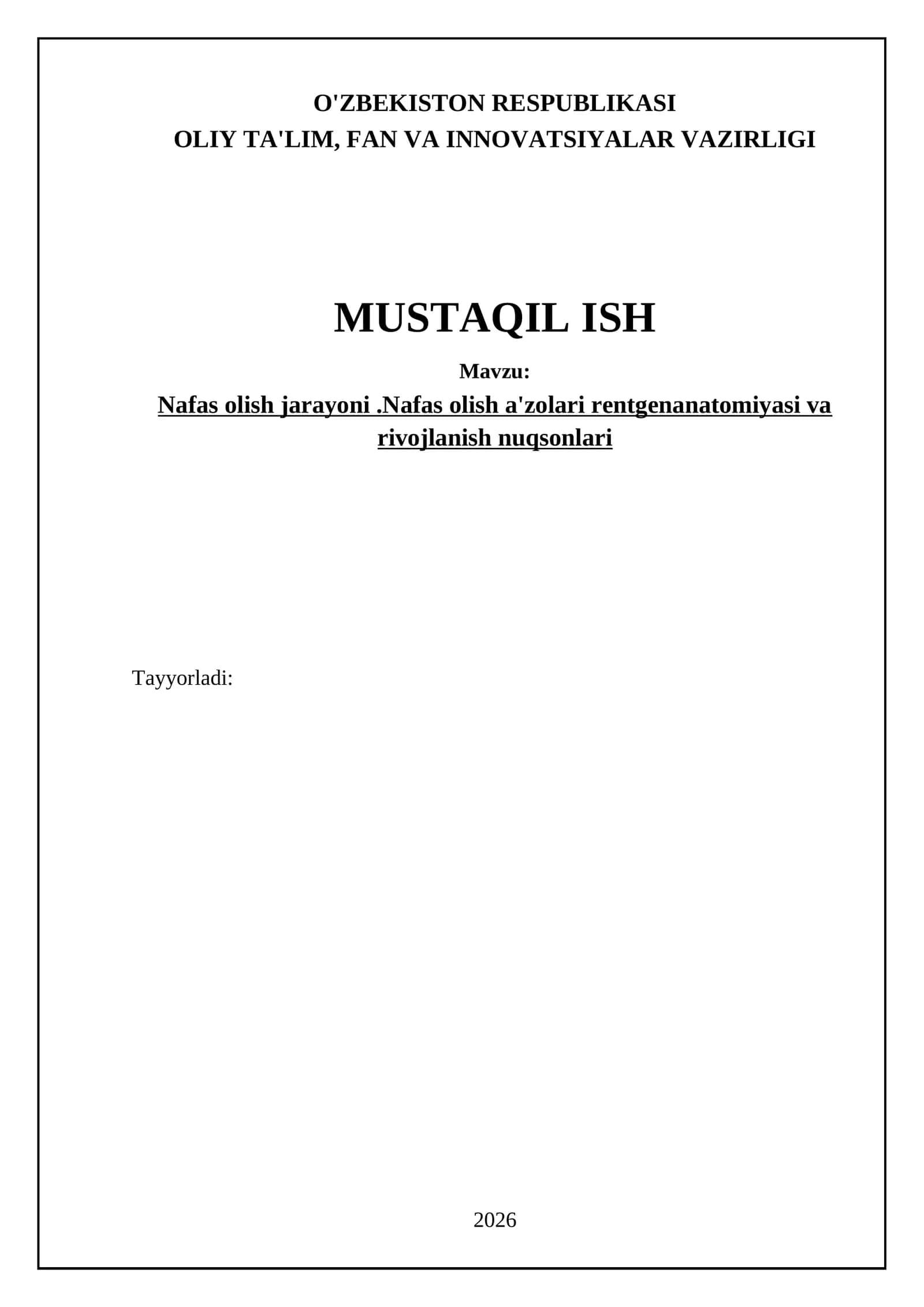Nafas olish tizimining rentgenanatomik xususiyatlari
