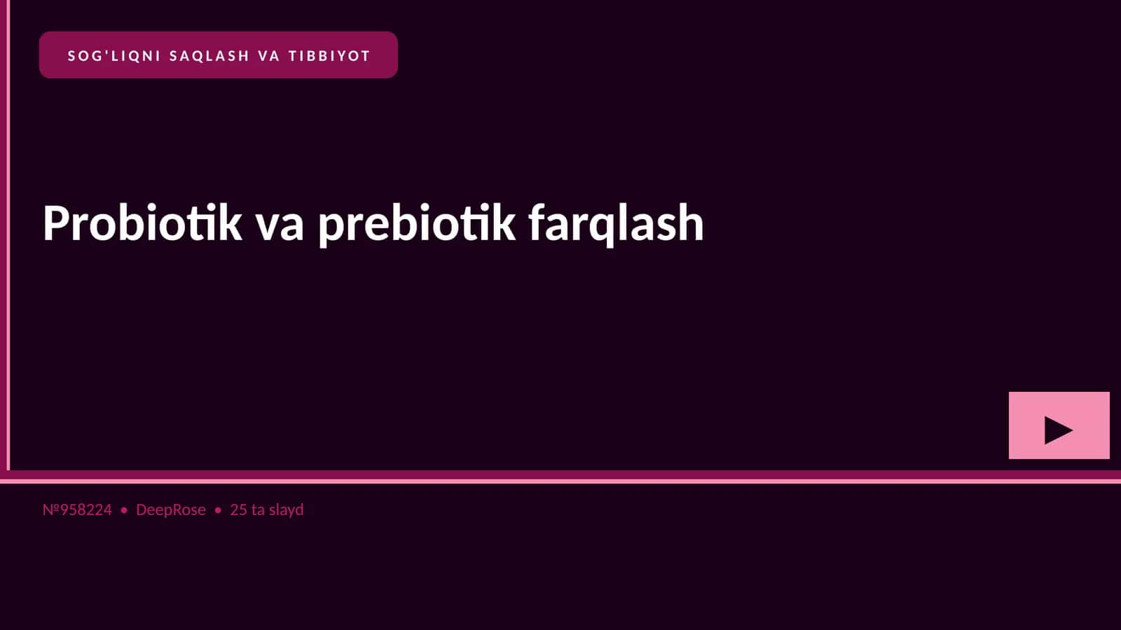 SOG'LIQNI SAQLASH VA TIBBIYOT
