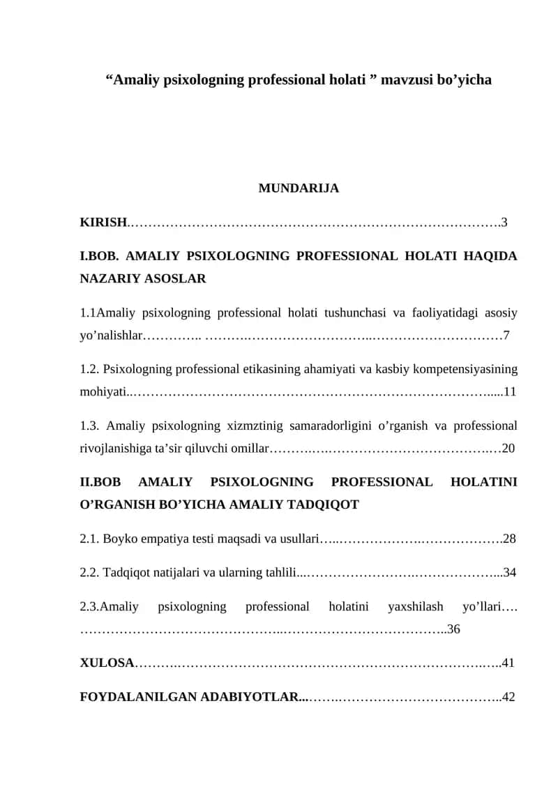 Amaliy psixologning professional holati